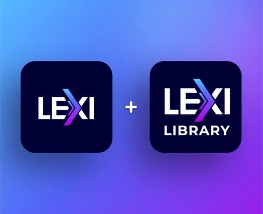 LEXI and LEXI Library product logos side by side on a gradient background.